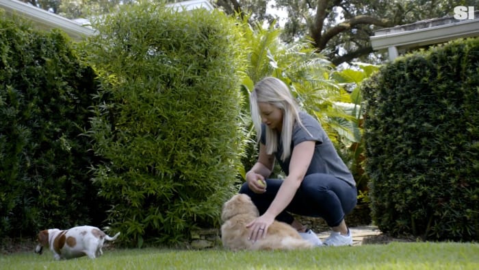 Jodi Ewart Shadoff with her two dogs